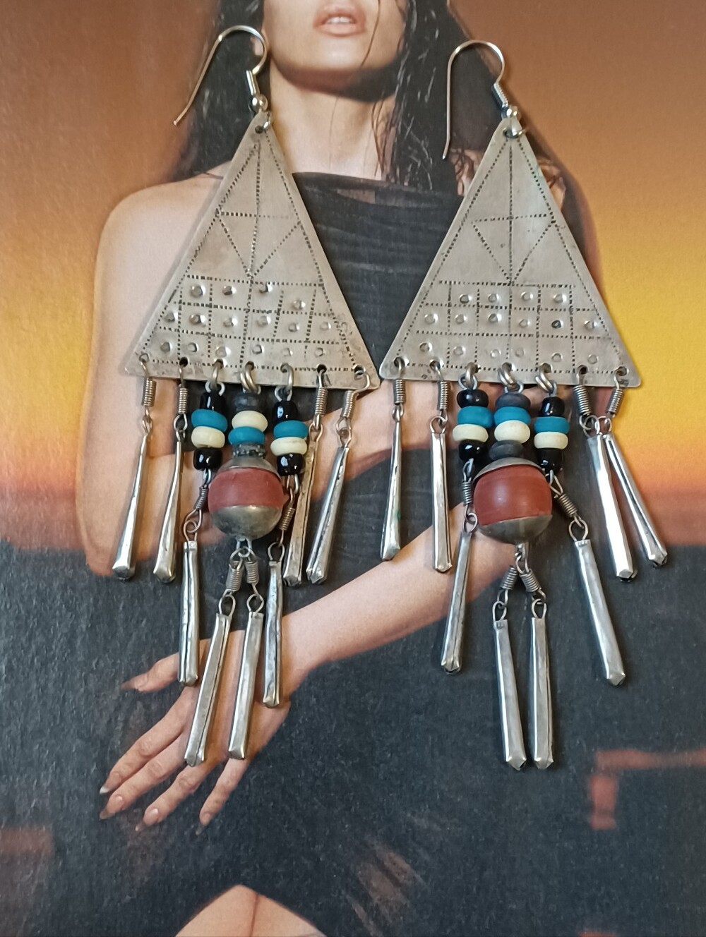 Vintage Tuareg Berber Handmade Tribal Statement Dangle Earrings ✨️